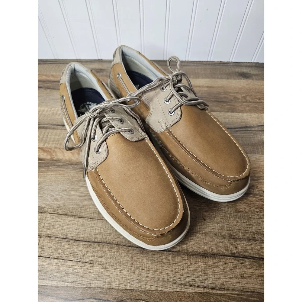 Dockers Men's Beacon Tan/Taupe Leather Casual Classic Boat Shoe 11 Wide